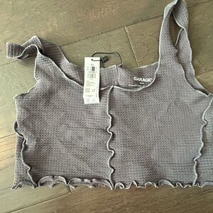 Grey waffle Crop Tank Top